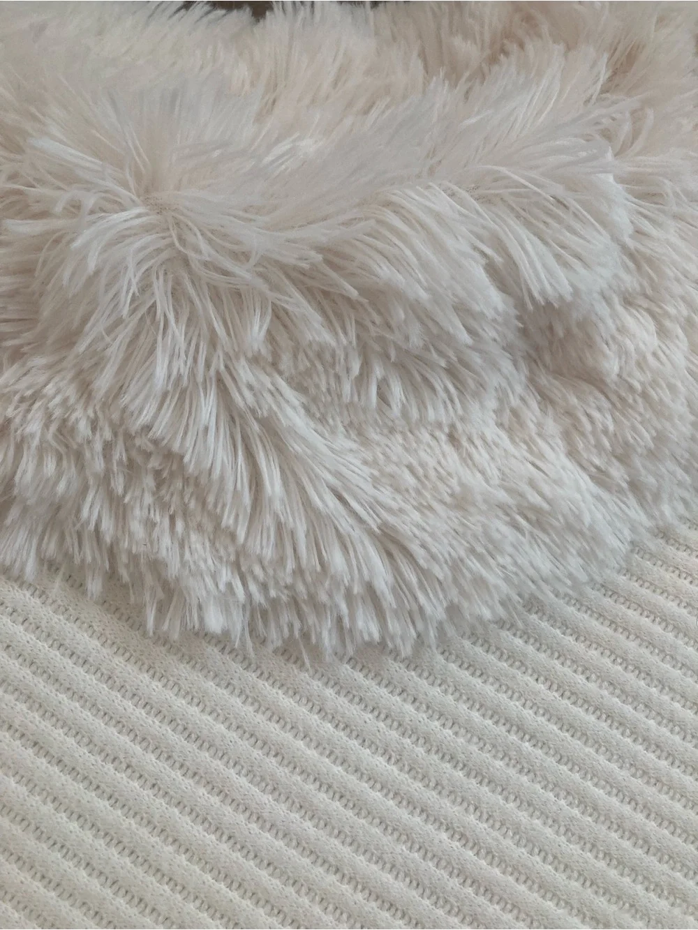Cozy Cream Fringe Poncho with Faux Fur Collar Women’s One Size